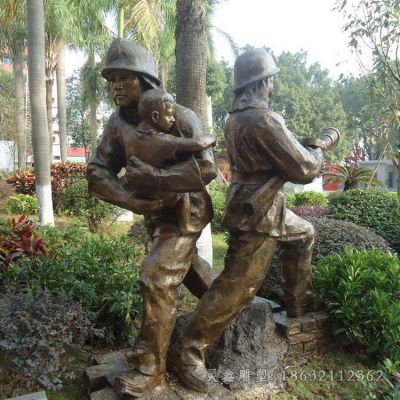 救火消防员人物铜雕