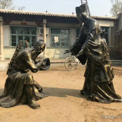 古代负荆请罪人物铜雕