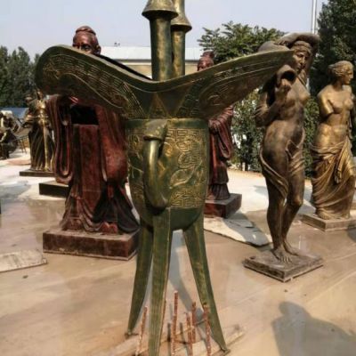 古代酒樽城市铜雕