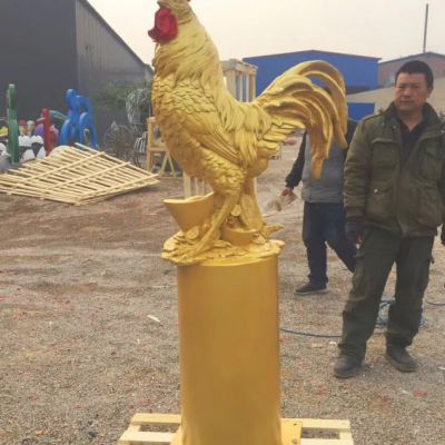 招财鸡景观铜雕