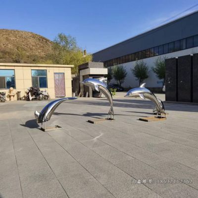 不锈钢海豚嬉戏雕塑