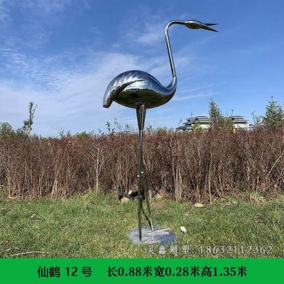 镜面不锈钢仙鹤雕塑