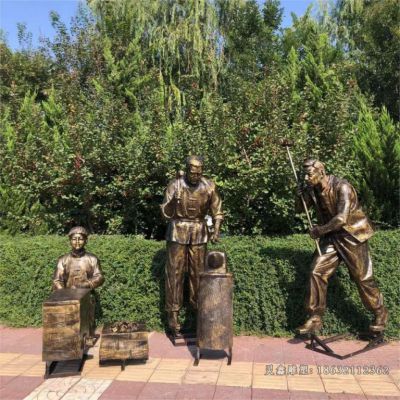 民俗文化打铁匠铜雕