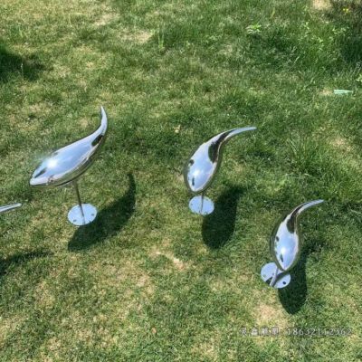 镜面小海豚不锈钢雕塑