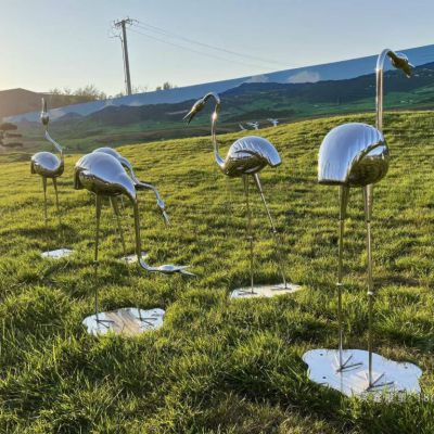 公园火烈鸟不锈钢雕塑